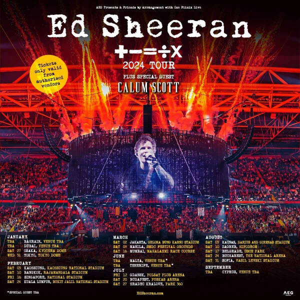 Ed Sheeran - "Mathematics Tour" dates 2024