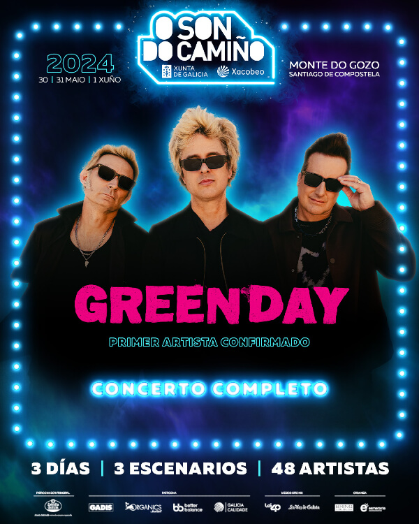 Green Day actuará en el O Son Do Camiño - Cartel