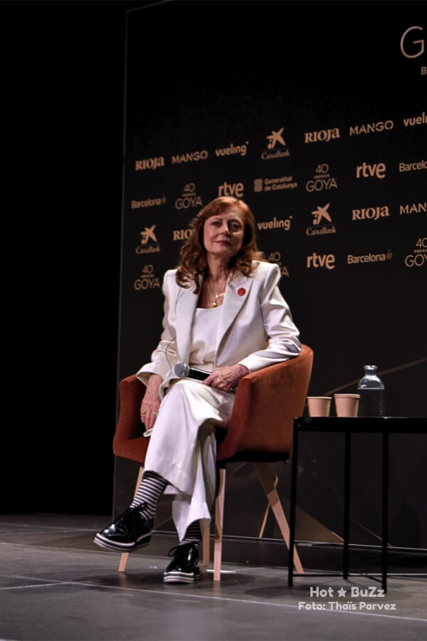 Susan Sarandon in Barcelona during her press conference ahead of the 2026 Goya Awards gala.
